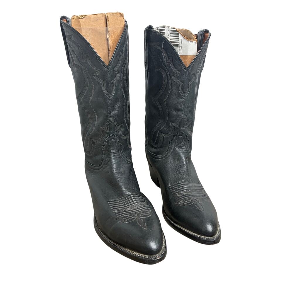 Lucchese 2000 Western Cowboy Boots Black Soft Leather Men's Size 10 D